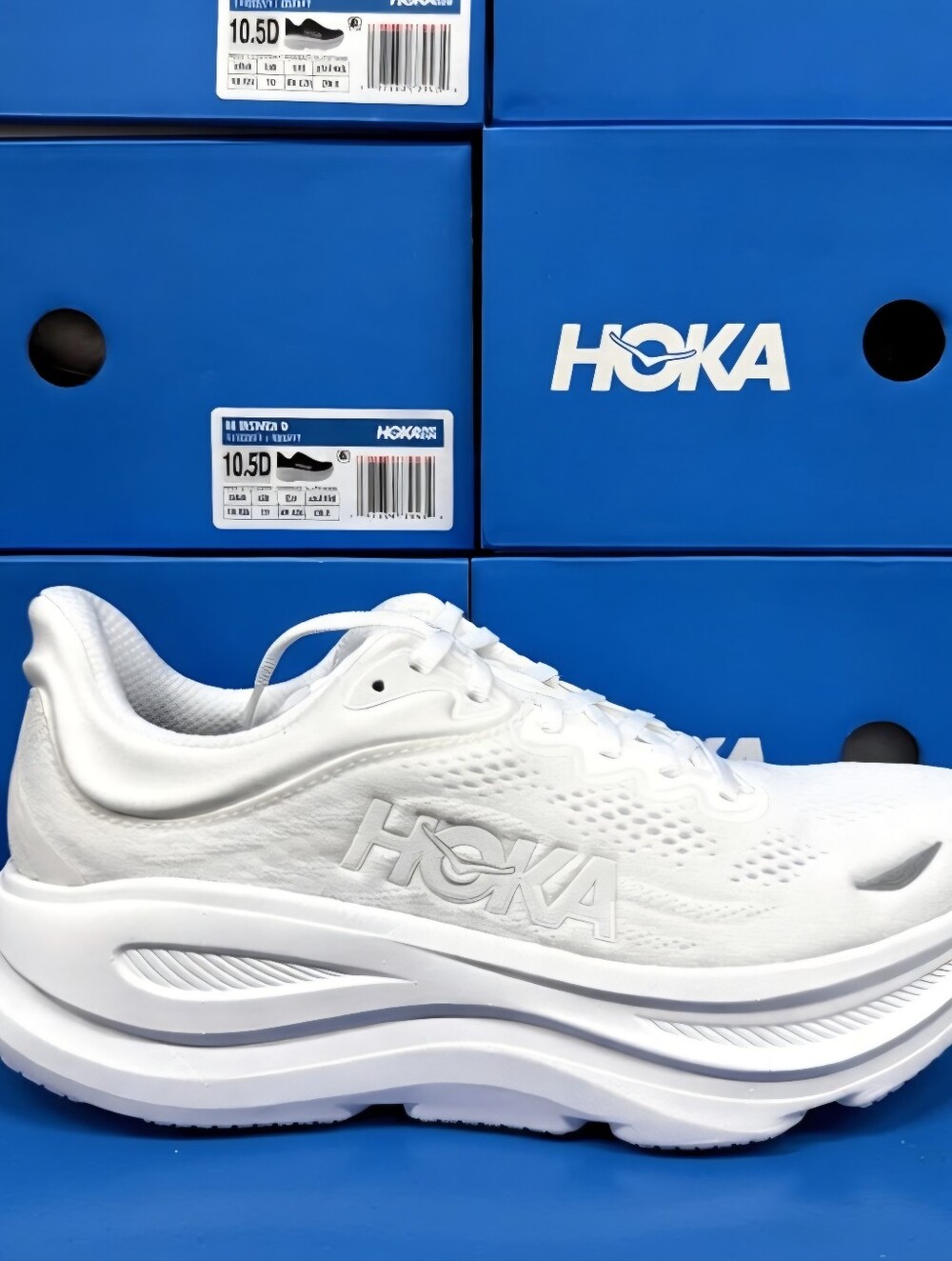 HOKA Bondi One One 9 Triple ๐ปโโ๏ธ White Running Shoe For Men Brand New Width D - Picture 6 of 8